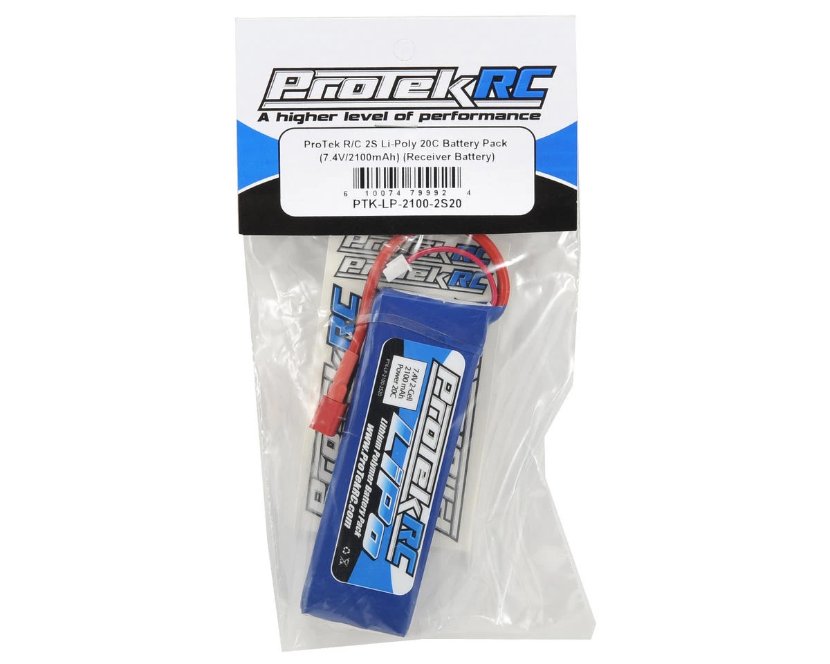 ProTek RC 2S LiPo 20C Battery (7.4V/2100mAh) (Receiver Battery) w/T-Style Connector - Image 2